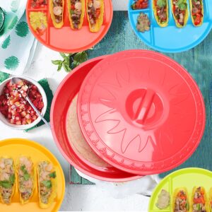 Viotiin Taco Plates, 4 Pack Taco Holder With Dividers, Extra Large Taco Trays For Soft & Hard Taco Shell, Dishwasher Safe -10 Inch