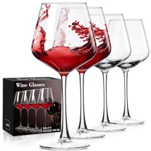 paracity wine glasses set of 4, hand blown white and red wine glasses, burgundy wine glass, christmas gifts, 16oz red wine glasses for women, men, wedding and birthday