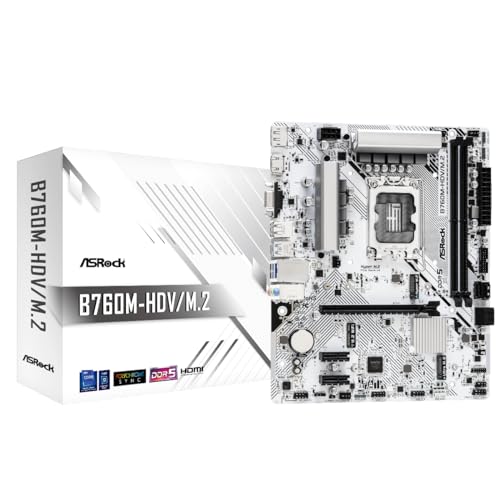 ASRock Motherboard B760M-HDV/M.2 Intel 12th and 13th Generation CPU (LGA1700) Compatible B760 Chipset DDR5 Micro ATX Motherboard