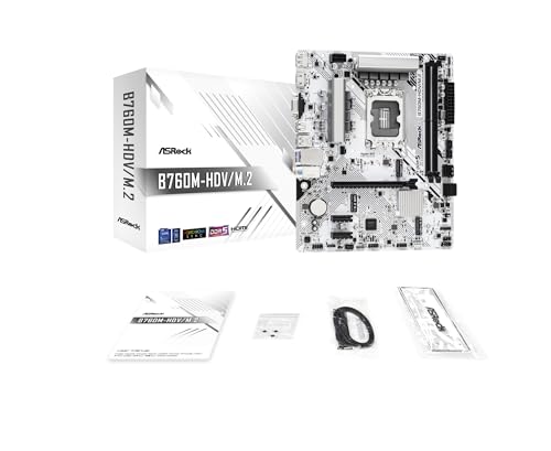 ASRock Motherboard B760M-HDV/M.2 Intel 12th and 13th Generation CPU (LGA1700) Compatible B760 Chipset DDR5 Micro ATX Motherboard