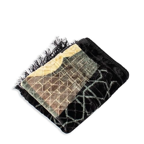 Kabbah Velvet Prayer Rug - Soft Plush Janamaz Sajada Carpet for Men and Women - Great Ramadan Gift (Kaba Swirls)