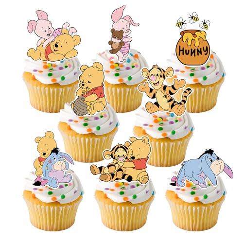 48CS Winnie Cupcake Toppers For Birthday Party Cupcake Decorations Baby Shower Decorations