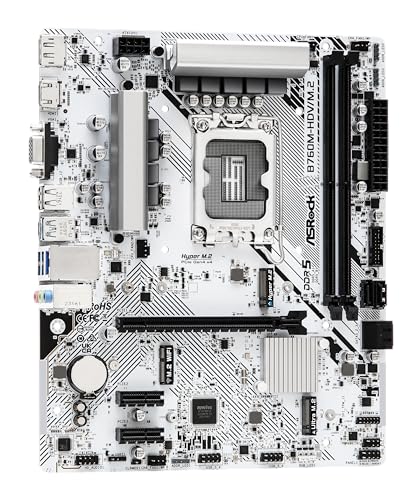 ASRock Motherboard B760M-HDV/M.2 Intel 12th and 13th Generation CPU (LGA1700) Compatible B760 Chipset DDR5 Micro ATX Motherboard