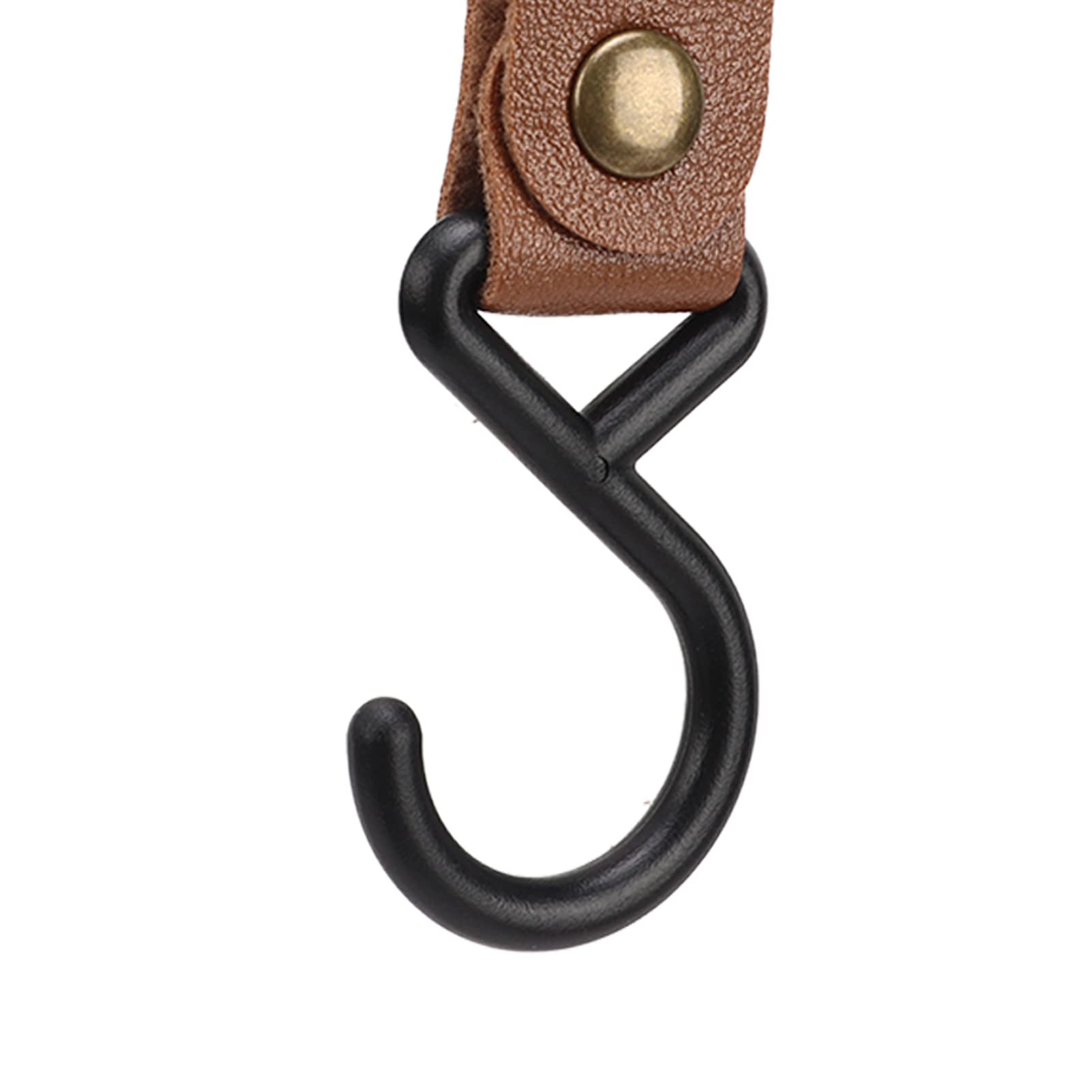 15Pcs Leather S Hooks, Rustic Brown Leather S Hooks Metal S Shaped Hooks for Hanging High Strength Multifunctional Portable S Hangers for Outdoor Camping(brown)