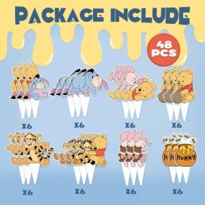 48CS Winnie Cupcake Toppers For Birthday Party Cupcake Decorations Baby Shower Decorations