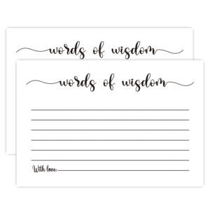 50 words of wisdom card, blank advice cards, for bridal or baby shower party games, mr and mrs bride groom, graduation (4" x 6")