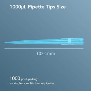 VISOSCI 1000uL Pipette Tips 1000 PCS per Bag Blue Laboratory Universal Plastic Liquid Pipette Pipettor Tips