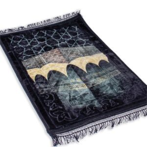 kabbah velvet prayer rug - soft plush janamaz sajada carpet for men and women - great ramadan gift (kaba swirls)