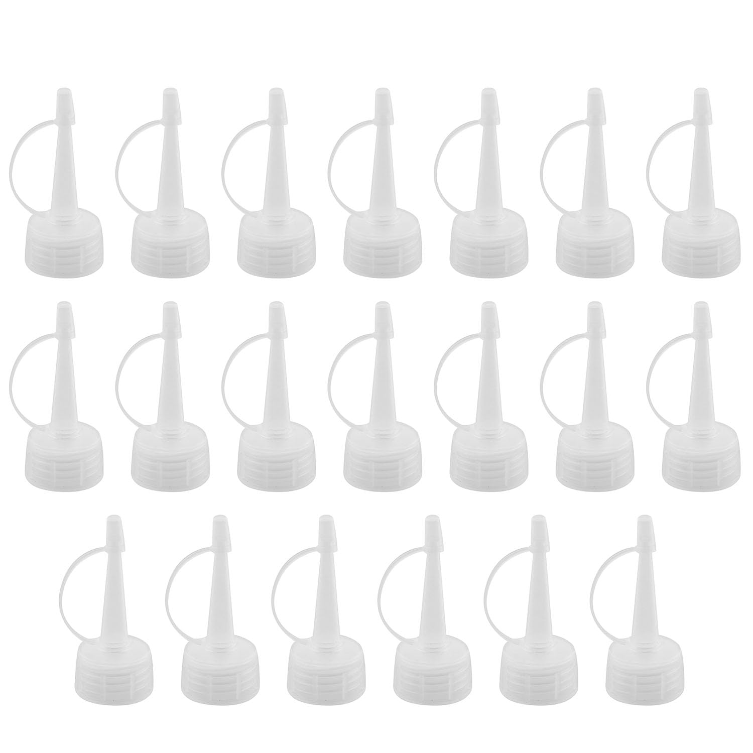 JCBIZ 20pcs Precision Tip Applicator Caps Replacement Transparent Plastic 24 Threads Dispensing Caps for Squeeze Bottles Glue Bottles, Painting, Crafts Repair