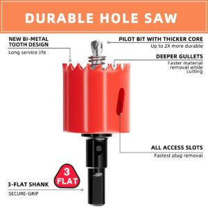 GARHWAL 3 in. Bi-Metal Hole Saw Drill Bit - General Purpose Saw for Wood, Plywood, Cornhole, Ceiling, and Drywall - Includes Arbor & Pilot Bit