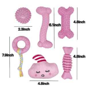 6 Pack Dog Toys, Doggie Toys Small Dogs, Toys for Puppies 0-6 Months, Best Puppy chew Toys for Teething (Pink)