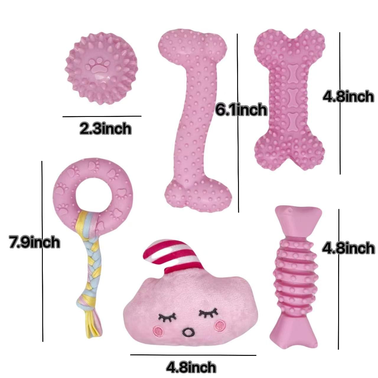 6 Pack Dog Toys, Doggie Toys Small Dogs, Toys for Puppies 0-6 Months, Best Puppy chew Toys for Teething (Pink)