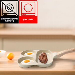 Egg Pan Japanese Omelet Maker 3 Section Square Grill Pan Egg Pan Nonstick for Breakfast Pancake Compatible with Gas Stove and Induction Cooktop Egg Frying Pan 7.4 inch (white) (Style1)