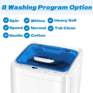 Portable Washing Machine 17.8Lbs with Built-in Pump, 2.4 Cu.ft Portable Washer, 8 Programs & 3 Water Temps Choices & 3 Water Levels for Apartment Dorm