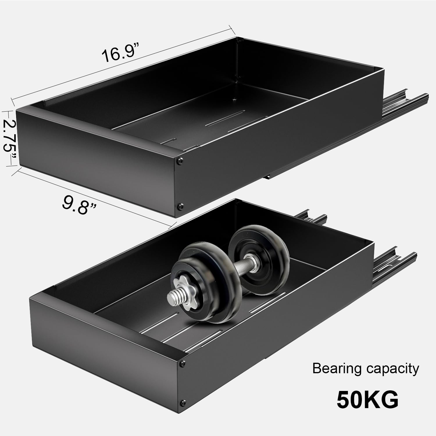 DING XI Pull Out Cabinet Organizer Fixed with Nano Adhesive,Sliding Out Kitchen Cabinet Storage Drawers,Multi Scenario Pull-Out Storage Drawer that Can Withstand Heavy Loads (White)