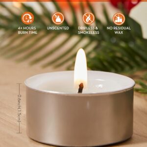 Hypmis Tea Lights Candles Bulk - 200 Pack, 4.5+ Hours Fully Burns Tealight Candles Unscented Smokeless Bright Flame Tealights for Home, Sabbath, Weddings, Christmas & Halloween Decor, White