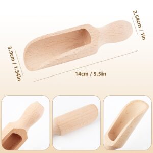 1 Pcs Wooden Spoons, 5.5 In Natural Beech Wood Bath Salt Scoop for Flour, Bath Salt, Sugar, Cereal, Coffee and More