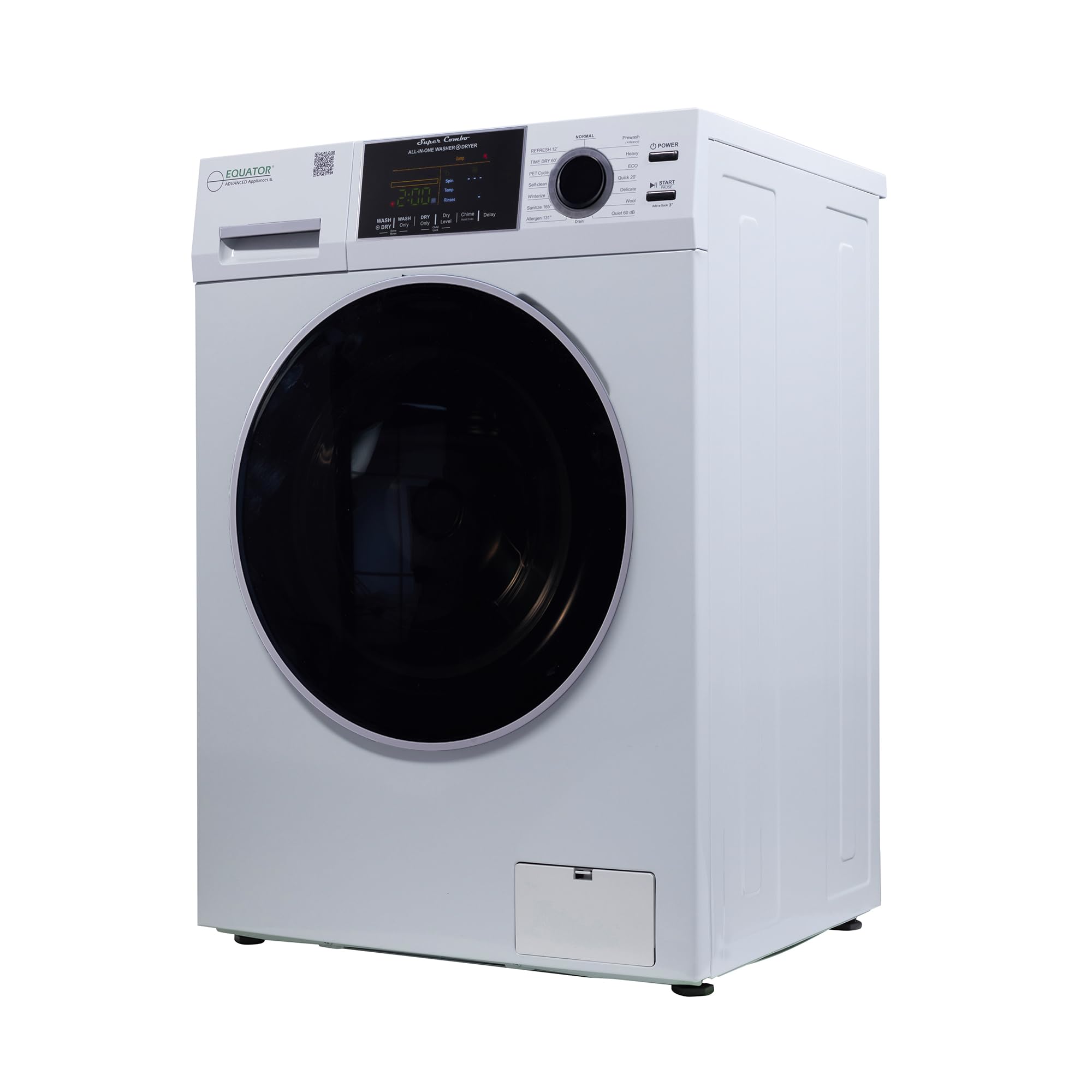 All-in-one Washer Dryer Ventless FULLY BUILTIN 0-CLEARANCE 1.62cf/15lbs 110V 1400RPM Equator