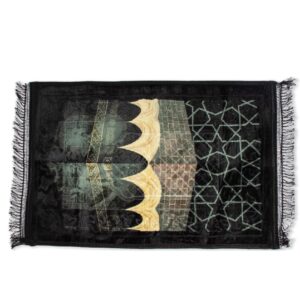 Kabbah Velvet Prayer Rug - Soft Plush Janamaz Sajada Carpet for Men and Women - Great Ramadan Gift (Kaba Swirls)