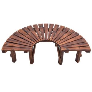 HM&DX Wooden Semicircular Garden Bench,Weatherproof Smooth Surface Outdoor Benches,Tree Bench Wrap Around Park Bench for Park Yard Patio Deck Lawn, 300kg Weight Capacity