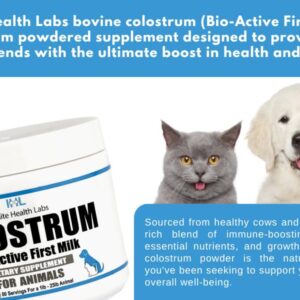 Infinite Health Labs Bio-Active Bovine Colostrum for Dogs, Cats, Puppies, Kittens & Pets - Daily Colostrum Powder Supplement 40g (80 Servings)