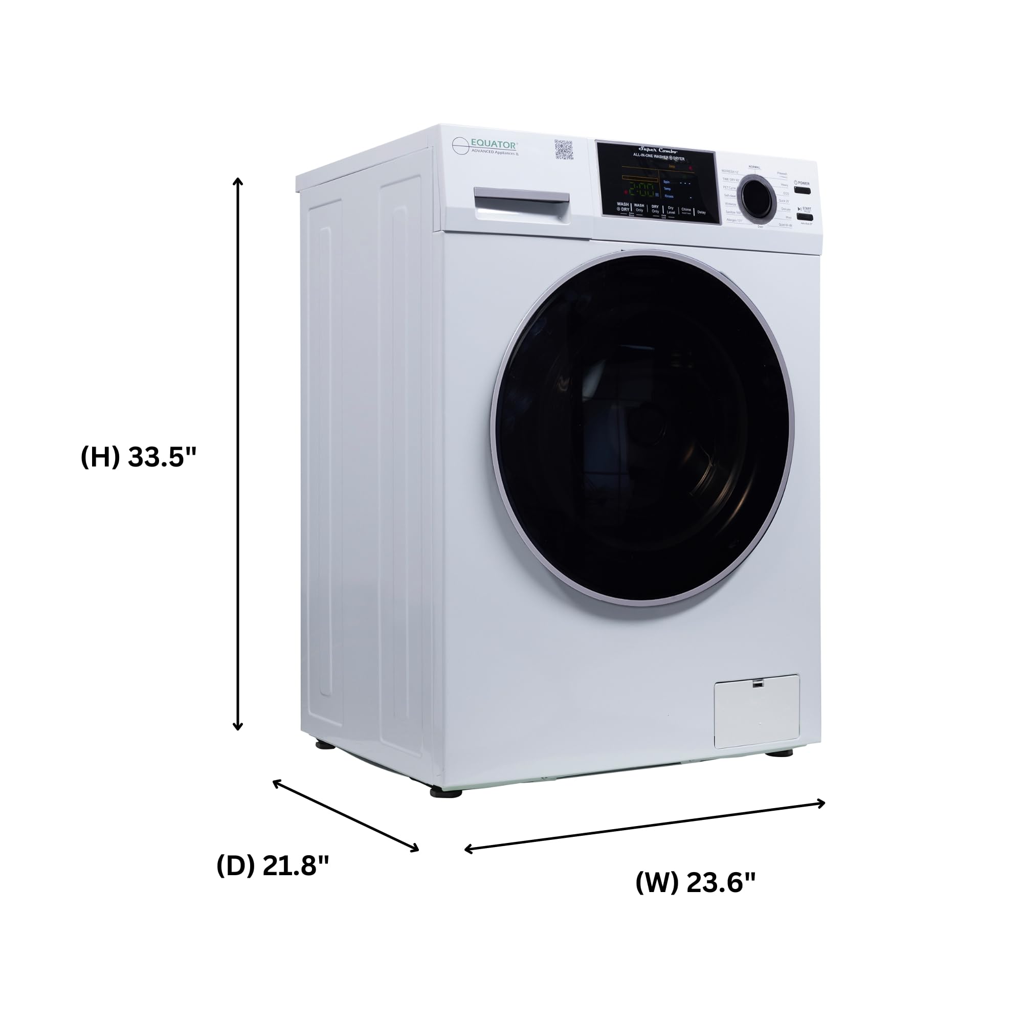 All-in-one Washer Dryer Ventless FULLY BUILTIN 0-CLEARANCE 1.62cf/15lbs 110V 1400RPM Equator