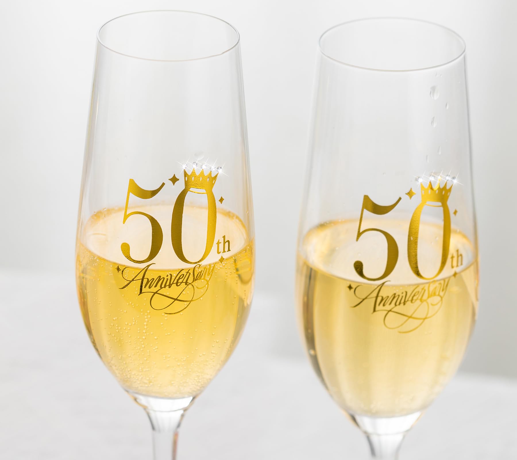 50th Wedding Anniversary Champagne Flutes Gifts 50th Anniversary Decorations Champagne Glasses Embellished with Rhinestones Couple Wedding Gifts for Anniversary, Gifts for Parents Anniversary