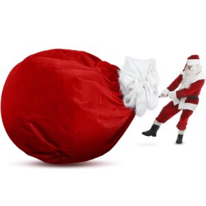 Shappy Extra Large Santa Bags Giant Santa Gifts Sack Jumbo 5.9 x 4.9 ft Red Santa's Gift Bags Reusable Velvet Christmas Bags with Drawstring for Wrapping Large Gifts Bike TV(Bright Red)