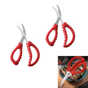 2 pack seafood scissors,seafood fish crab shrimp lobster scissors stainless steel shears for kitchen tools