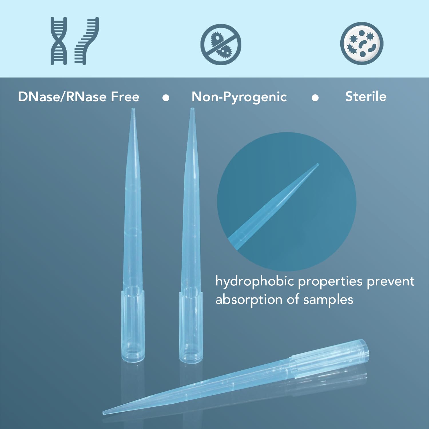 VISOSCI 1000ul Pipette Tips - Universal Pipette Tips - Racked, RNase/DNase Free & Pyrogen Safe, Blue, 96 Tips/Rack