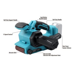 Cordless Belt Sander,18 Inch for Makita Battery 18V, Brushless Electric Power Belt Sander with 6 Variable-speed,Portable Handheld Belt Sander Professional Polishing Tool for Rust Removal,Woodworking