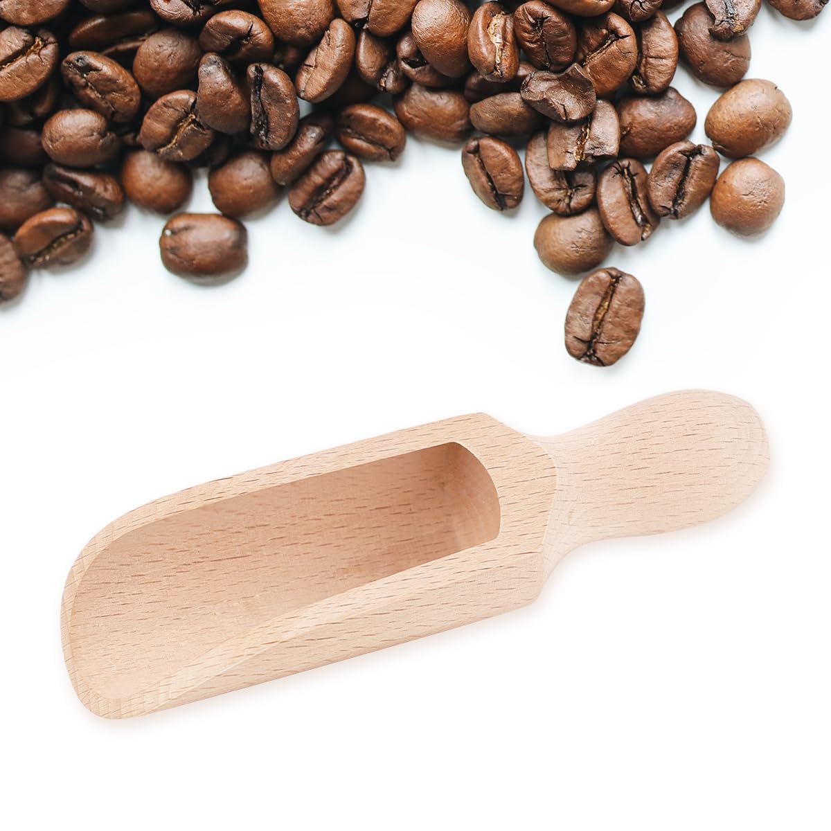 1 Pcs Wooden Spoons, 5.5 In Natural Beech Wood Bath Salt Scoop for Flour, Bath Salt, Sugar, Cereal, Coffee and More