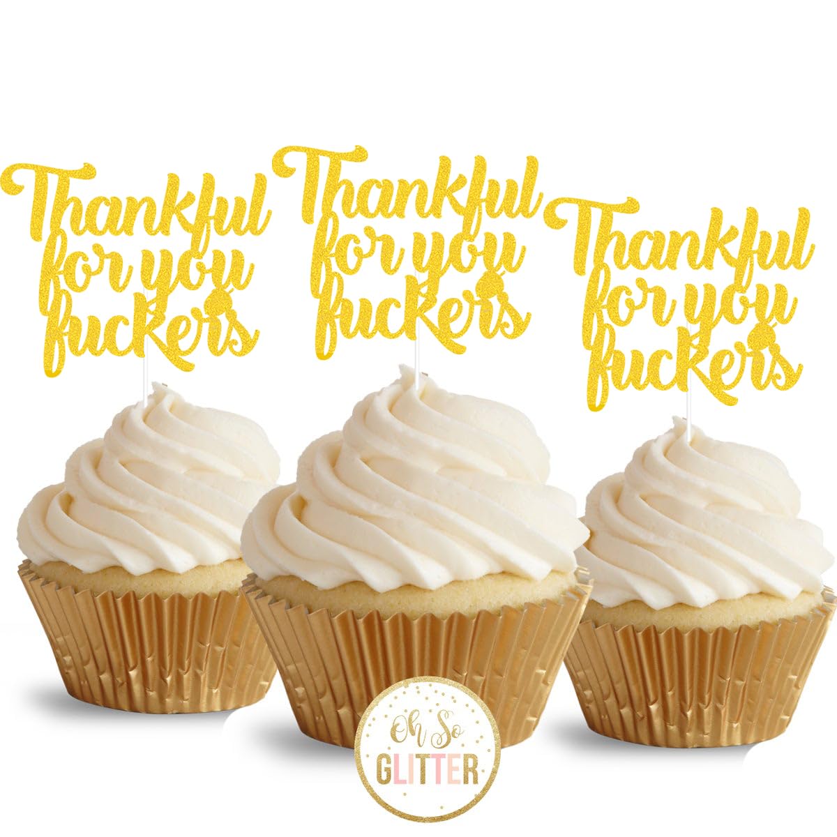 Friendsgiving Cupcake Toppers, Happy Friendsgiving Party Decorations, Thankful Cake Topper, Thanksgiving Party Decorations, TFYFXCP Thanksgiving Cupcake Toppers for Friendsgiving Decorations, 30Pcs