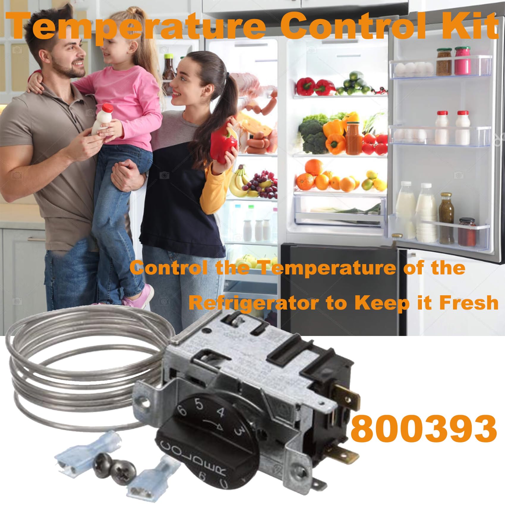 800393 Refrigerator Temperature Control Kit,Compatible with True Refrigerators Parts,Freezer Thermostat,Refrigerator Thermostat,Replace 800306,831932,461387,Fit TC,TSD,T Series,GDM,GEM,G4SM