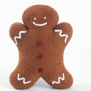 DALIYREPAL Moptrek Christmas Decoration Cute Plush Sherpa Gingerbread Man Cushion Pillow with Filling Soft Garden Sculpture Outdoor Decoration