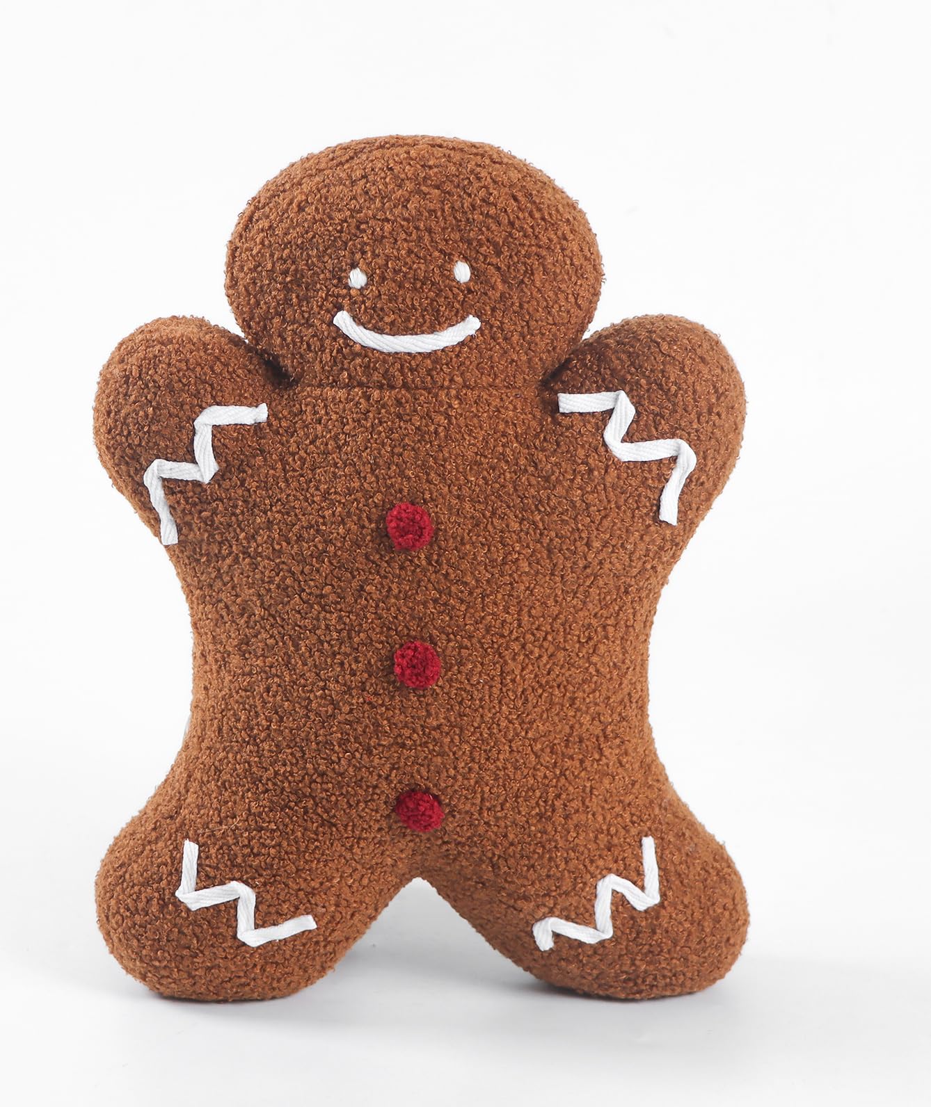 DALIYREPAL Moptrek Christmas Decoration Cute Plush Sherpa Gingerbread Man Cushion Pillow with Filling Soft Garden Sculpture Outdoor Decoration