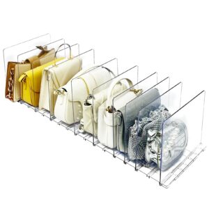 veronly 10 layer purse organizer for closet, adjustable clear shelf dividers purse bag divider for closet organizer, acrylic handbag organizers for closet,clear.