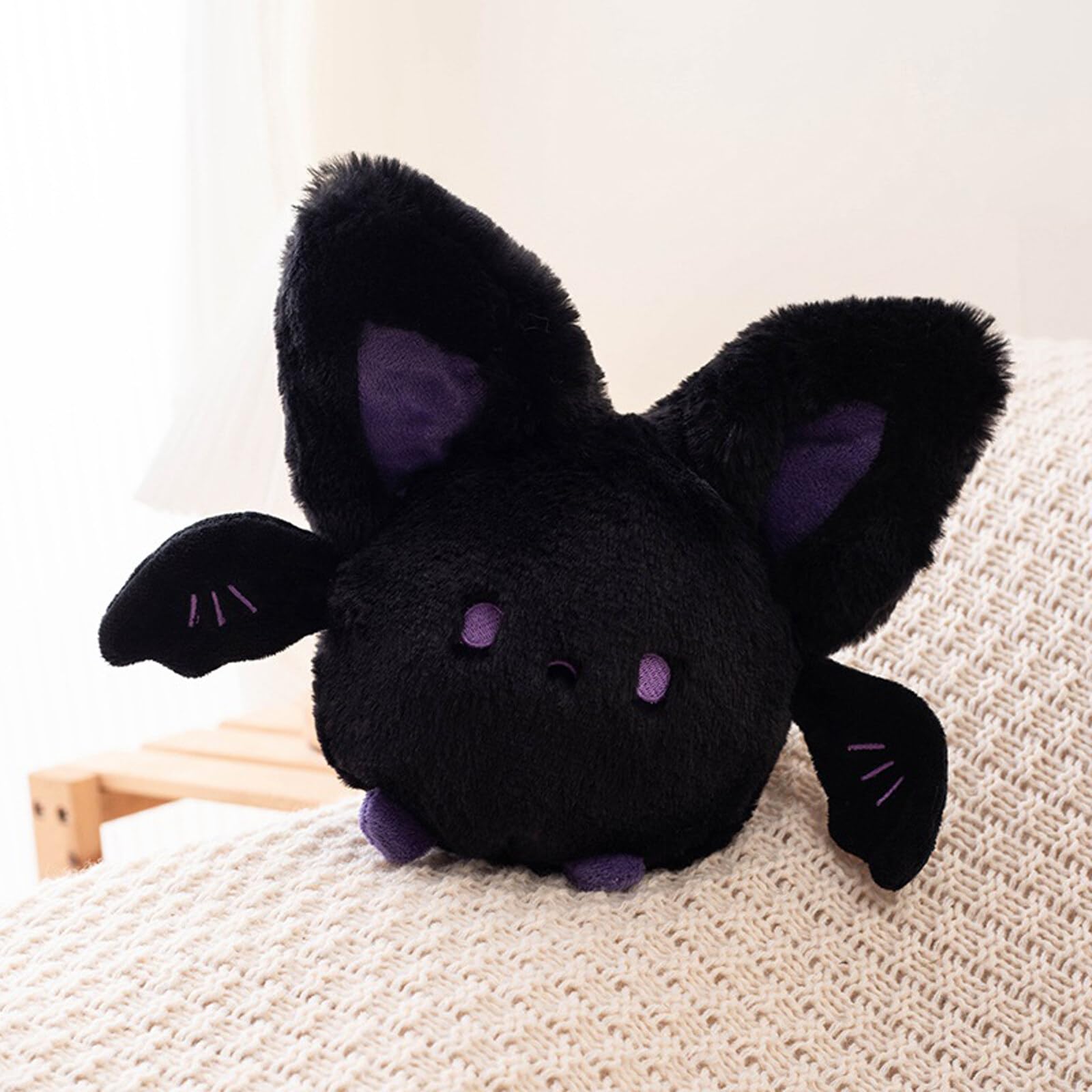 INSTITIZER Bat Stuffed Animal Plush, Halloween Bat Plush Toys, Black Bat Pillow Plush, Halloween Stuffed Bat Gift for Girls Boys(7.8 Inch, Black)