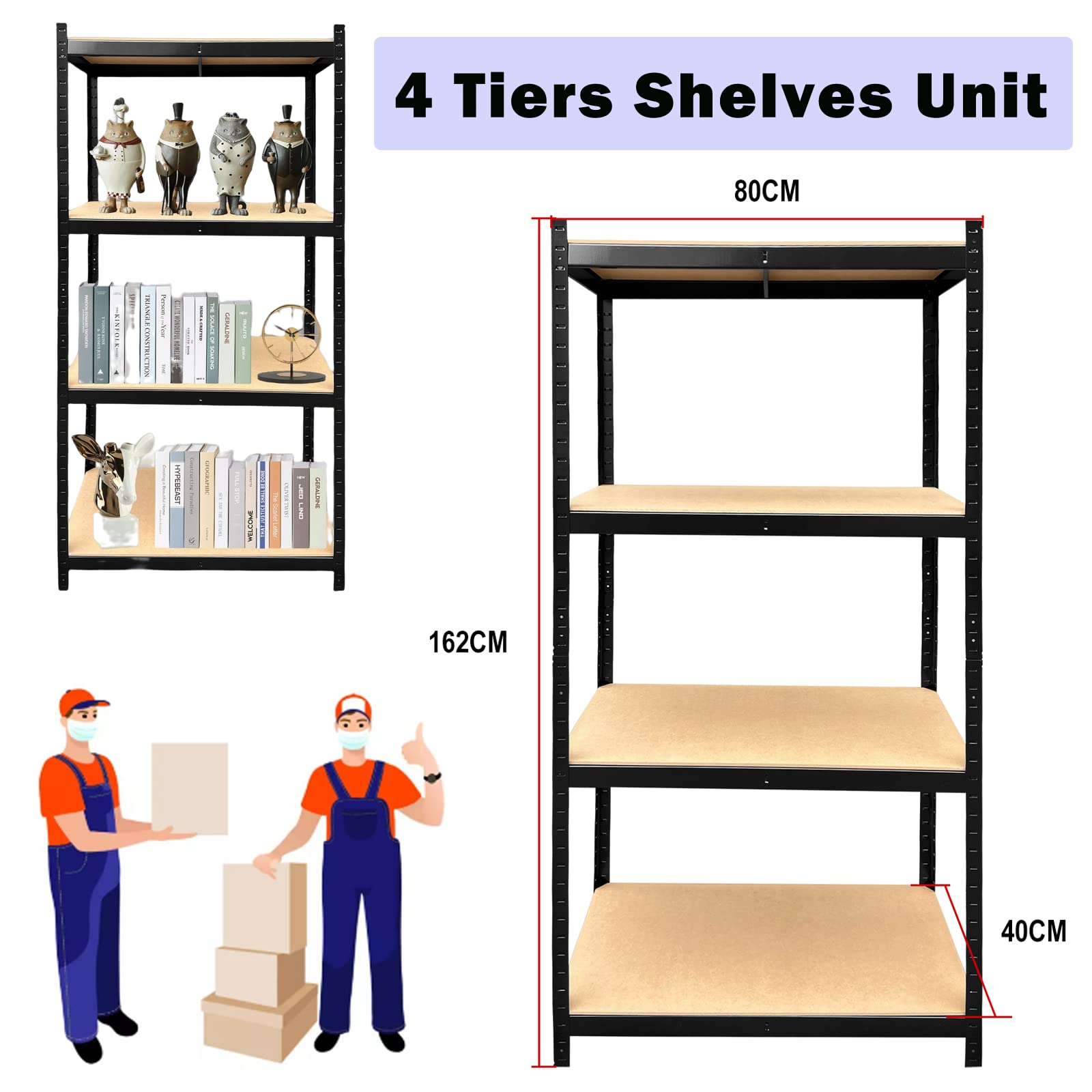 VickyHome 5 Tier Heavy Duty Garage Shelving Multipurpose Shelving Unit Shelf Organizer with Adjustable Height, Metal Pantry Organizers and Storage Kitchen Shelf for Kitchen Pantry Bathroom, 180cm