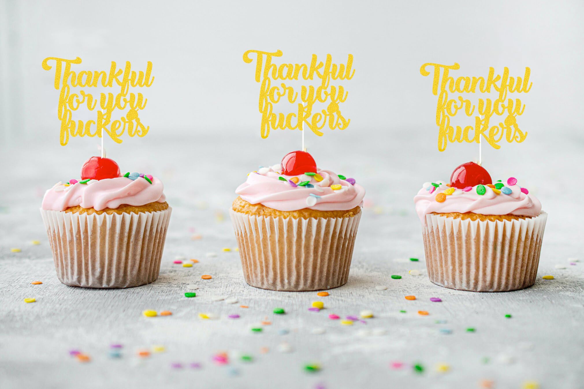 Friendsgiving Cupcake Toppers, Happy Friendsgiving Party Decorations, Thankful Cake Topper, Thanksgiving Party Decorations, TFYFXCP Thanksgiving Cupcake Toppers for Friendsgiving Decorations, 30Pcs