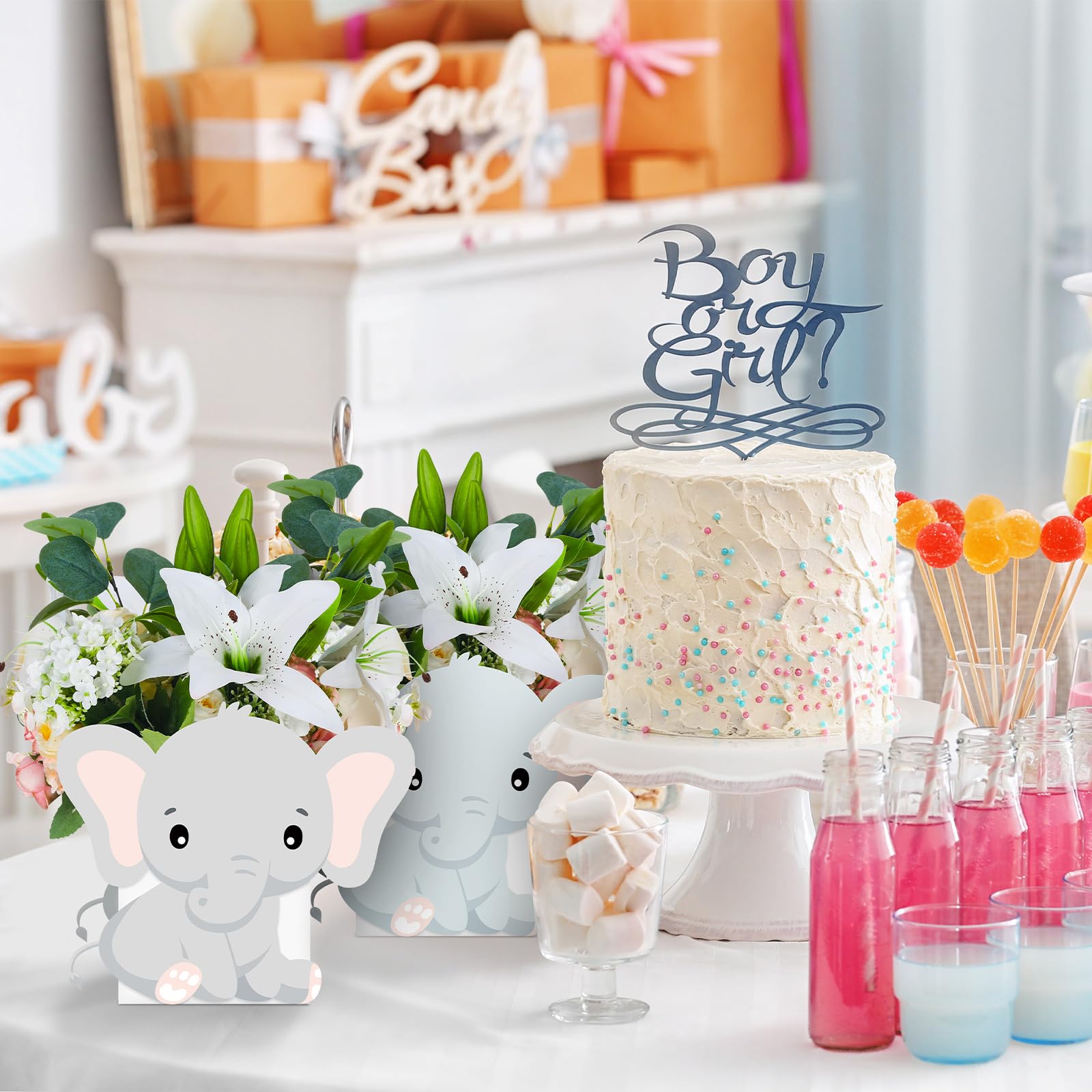 Hushee 12 Sets Animal Baby Shower Centerpieces for Tables Elephant Bear Baby Shower Table Decorations 3D Baby Shower Boxes for Boys Girls Birthday Gender Reveal Tea Party Supplies(Elephant)