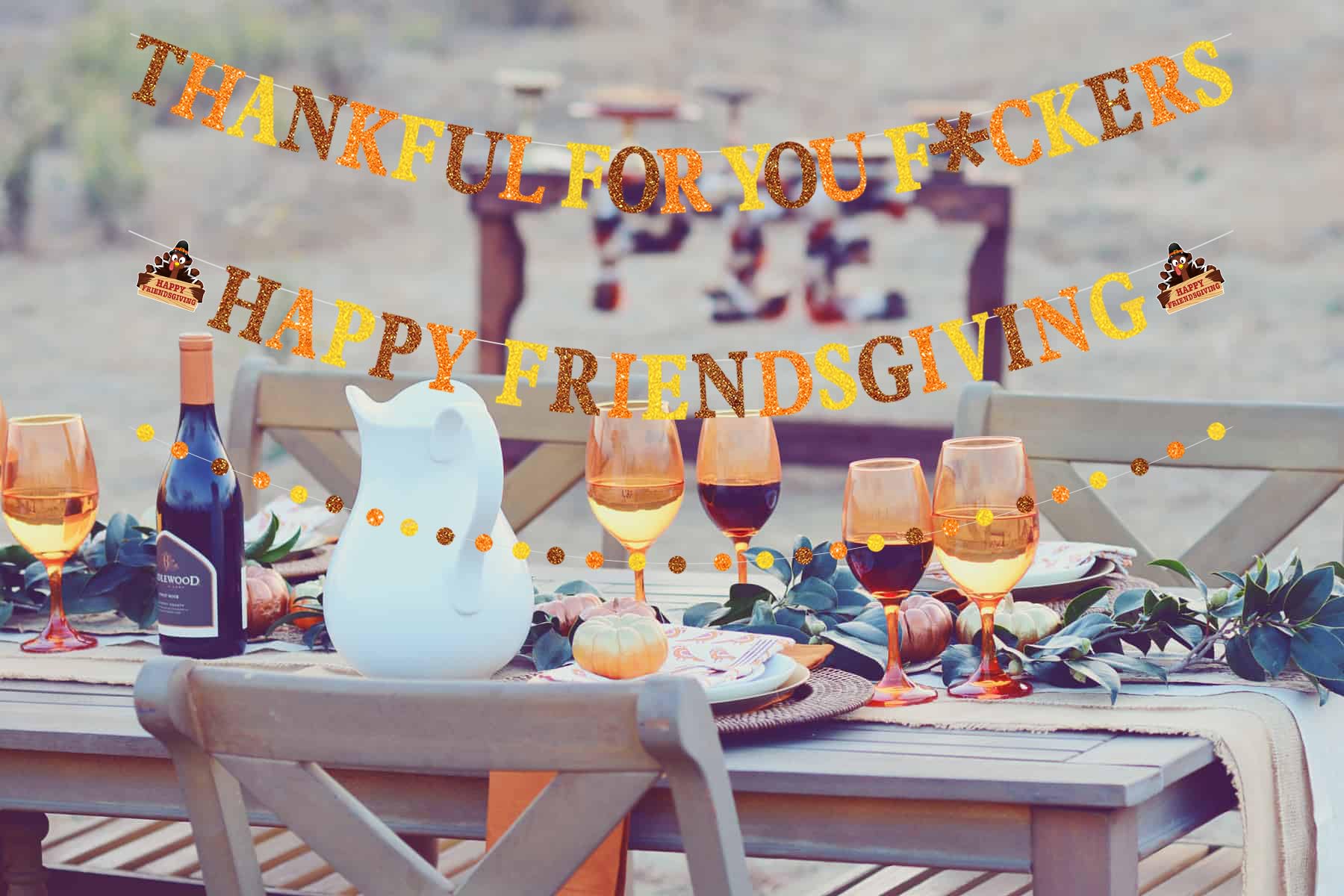 Happy Friendsgiving Banner,Thankful for You Banner,Friendsgiving Decorations,Thanksgiving Decorations Banner, Friendsgiving Party Decorations