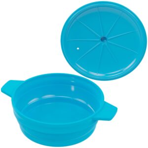 Bakerpan Silicone Microwave Egg Cooker, 4.75" x 1.75" Small Microwave Bowl with Lid, Mini Collapsible Silicone Egg Poacher, 1 1/2 Cup Capacity - Set of 4