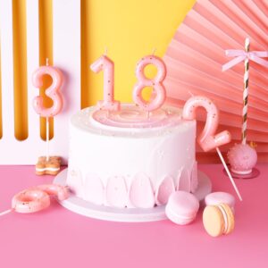 Bella Meri 2.76 Inch Classical Pink Gold 1 Number Birthday Candles, Gold Number Candles, Cake Number Candles, Party Celebration