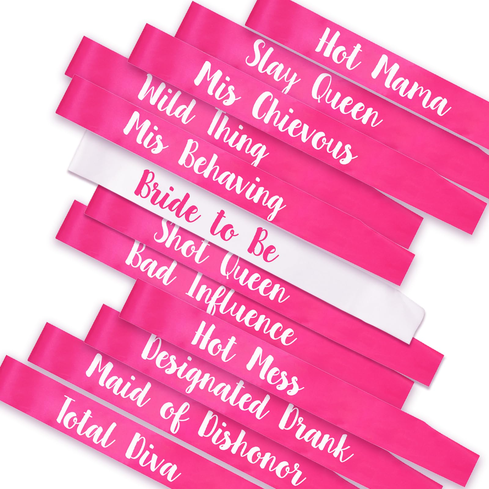 12Pcs Bachelorette Sashes Hot Pink, Bride to Be Team Bride Sash Maid of Honor Bridesmaid Sash for Bridal Shower Hen Party Wedding Party