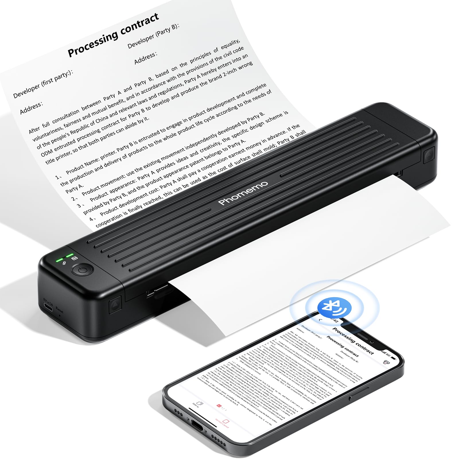 Phomemo Portable Printers Wireless for Travel, P831 Bluetooth Thermal Transfer Printer Support 8.5" X 11" US Letter/A4/A5/B5 Copy Paper, 300 DPI Mobile Inkless Printer for iOS, Android & Laptop