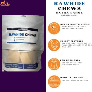 PICCARDMEDS4PETS Rawhide Dental Chews, Poultry Flavored Treats for LG Dogs 26lbs-50lbs.