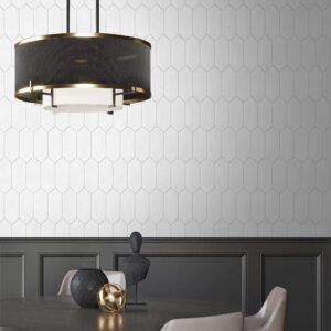 INNO STICKERS Contact Paper Peel and Stick Backsplash Wallpaper for Kitchen Bathroom Countertop Removable Vinyl Long Hexagon Geometric Temporary Wallpaper White Decor Wallpaper 17.1"x118"