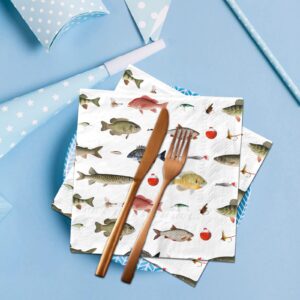 Fish Birthday Party Decorations - 40Pcs Gone Fishing Party Napkins Disposable Fish Theme Napkins for Boy Girl Baby Shower,Under The sea,Gone Fishing Birthday Party Supplie…