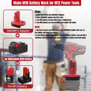 for M18 to for M12 Battery Adapter, Convert for Milwaukee for M18 18V Battery to for M12 12V Battery Replacement, Power for Milwaukee for M12 Tools